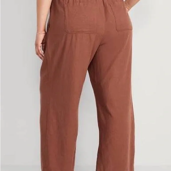Old Navy Wide-Leg Burnt Orange Linen Trousers - Picture 5 of 5